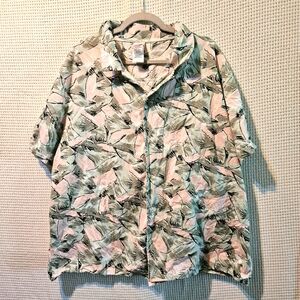 Stranger Things Hopper Tropical Leaf Print Button-Up Shirt XXL